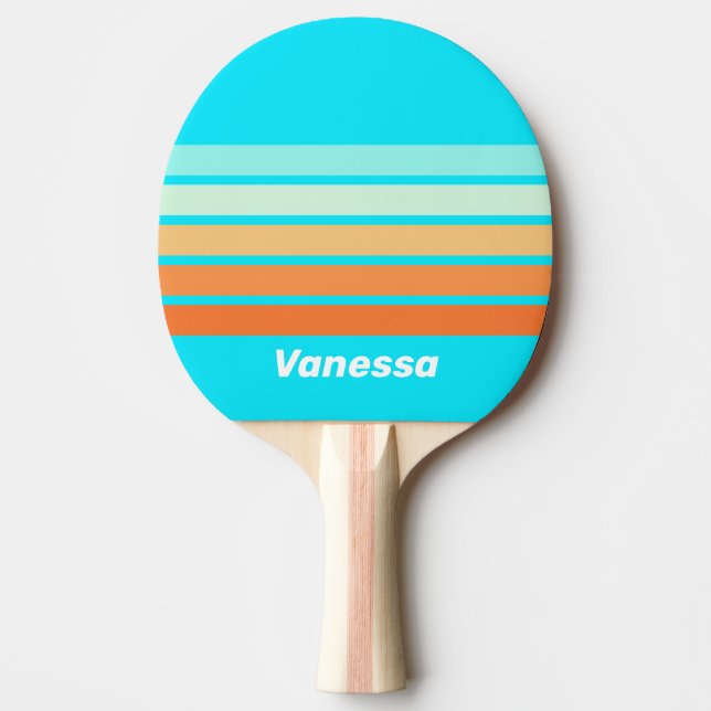 Tropic Splash Across Striping with Name Ping Pong Paddle (Front)