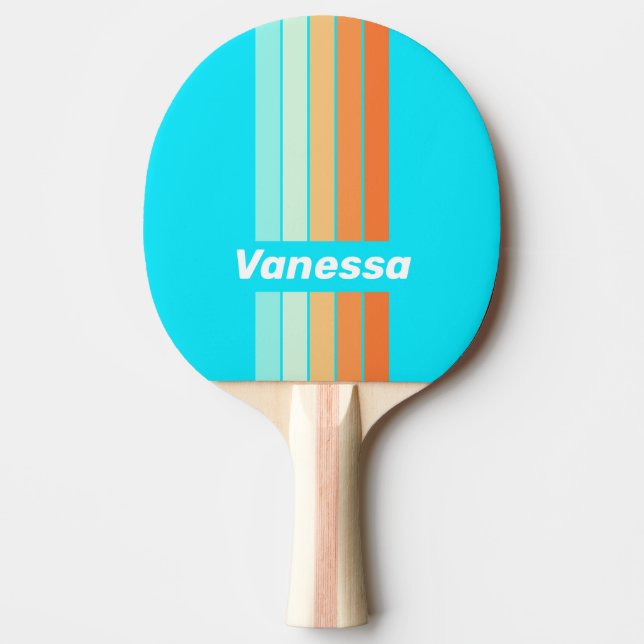 Tropic Splash Pin Striped with Name Ping Pong Paddle (Front)