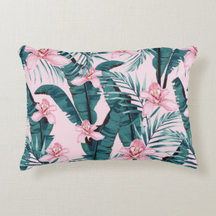 Tropic summer painting seamless pattern with palm decorative cushion