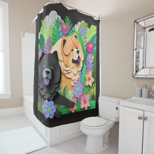 TROPIC TANGO red black chow  Shower Curtain (In Situ)
