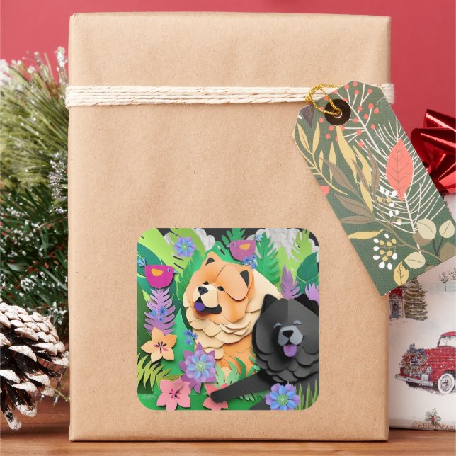 TROPIC TANGO red black chow  Square Sticker (Holiday)