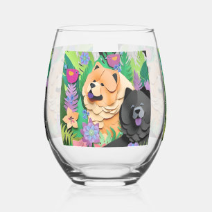 TROPIC TANGO red black chow Stemless Wine Glass