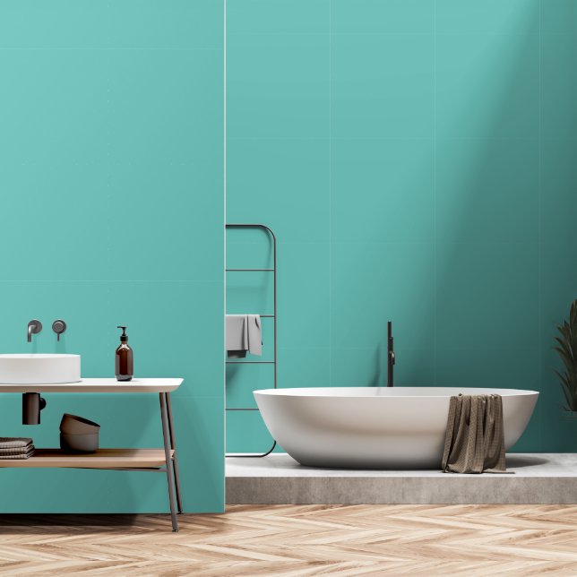 Tropic Tide Blue Green Simple Elegant Wallpaper (Bathroom)