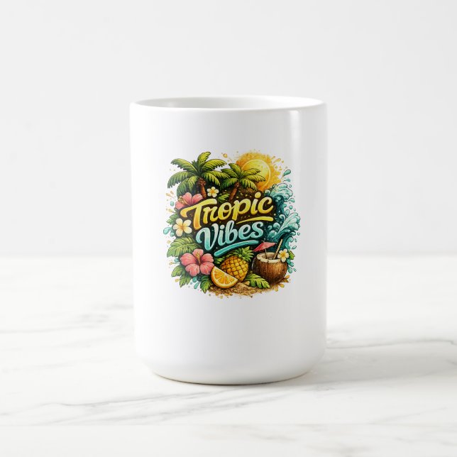 Tropic Vibes Tropical Paradise Design Coffee Mug (Center)