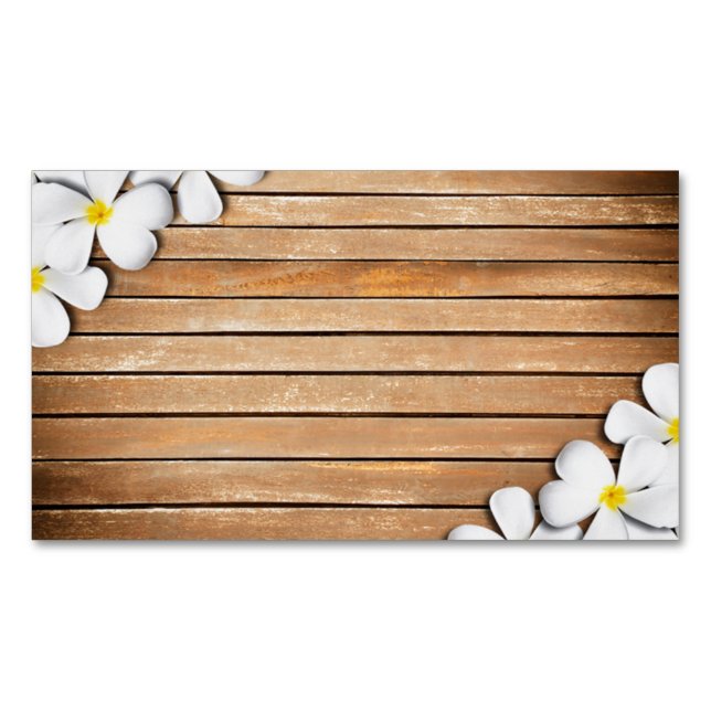 Tropic White Plumeria Spa Skin Care Massage Salon Magnetic Business Card (Front)