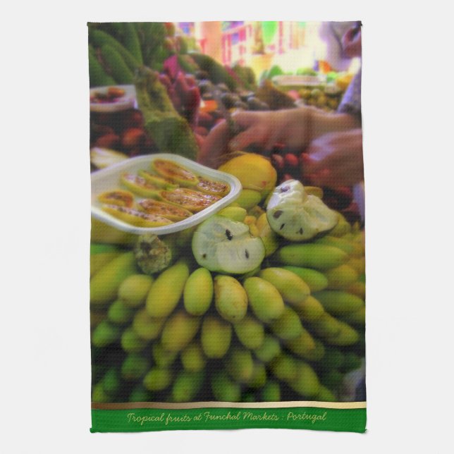 Tropica Fruits @ Funchal Markets Portugal Teatowel Tea Towel (Vertical)