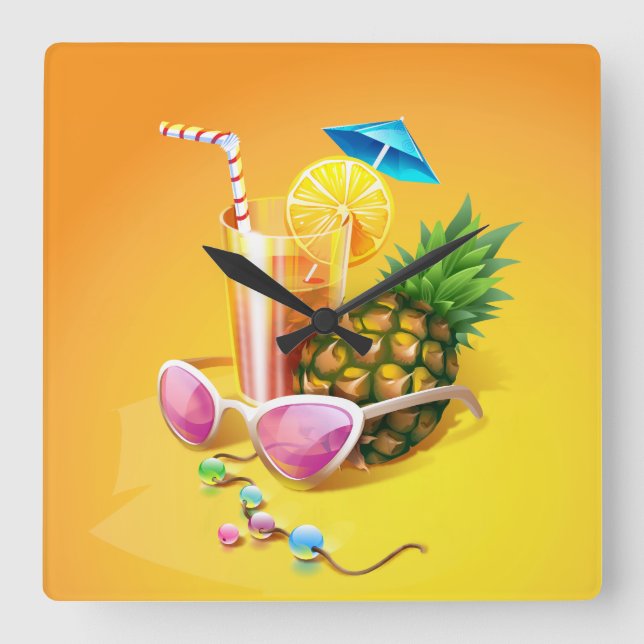 Tropical 1 Numeral Options Wall Clocks (Front)