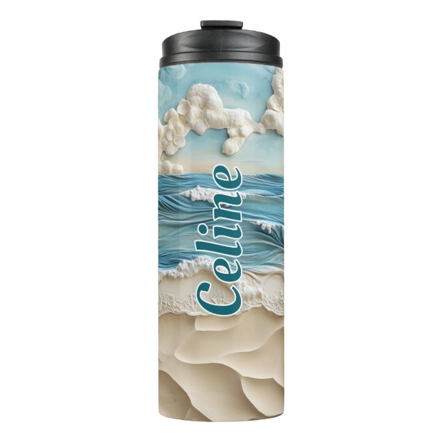 Tropical 3D Paradise Customisable  Thermal Tumbler (Front)