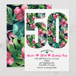 Tropical 50 50th Fifty Birthday Party Invitation