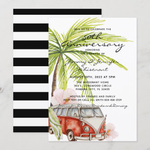 Tropical 50th Anniversary Wedding Invitation