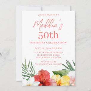 Tropical 50th Birthday Invitation