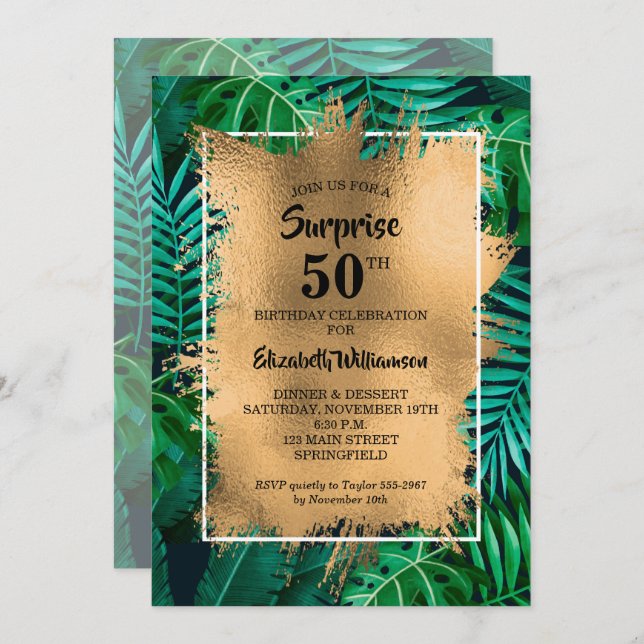 Tropical 50th Birthday Party Invitation (Front/Back)