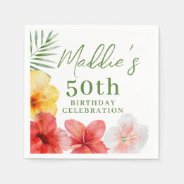 Tropical 50th Birthday Party  Napkin
