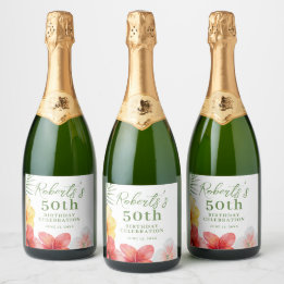 Tropical 50th Birthday Party  Sparkling Wine Label