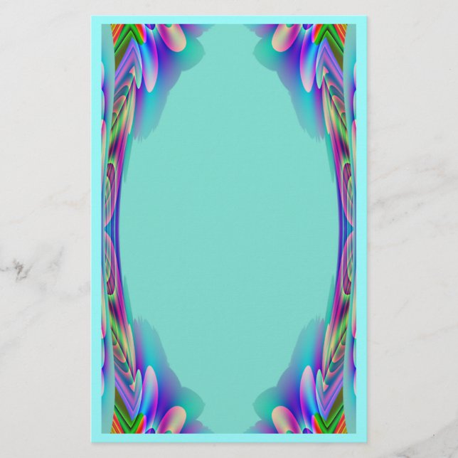 Tropical Abstract Aqua Stationery (Front)