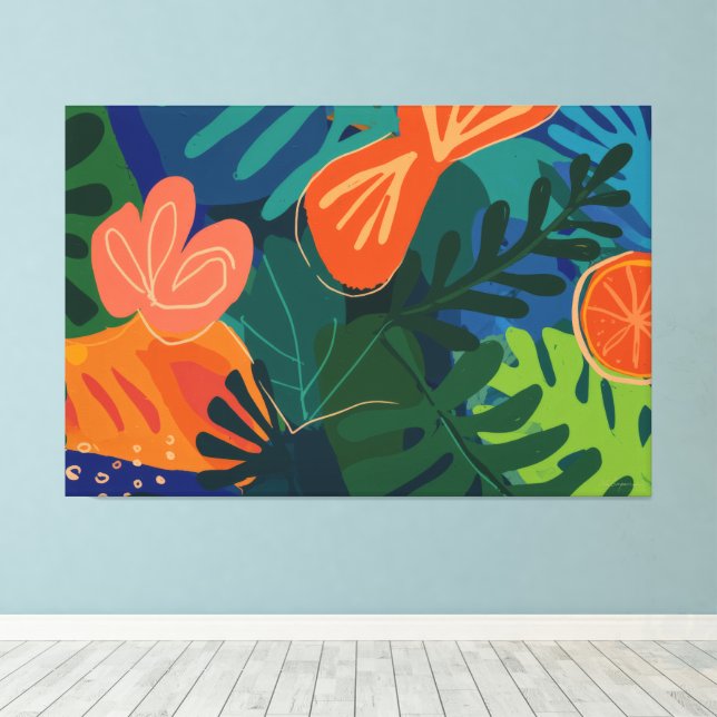 Tropical abstract canvas print (Insitu(Wood Floor))