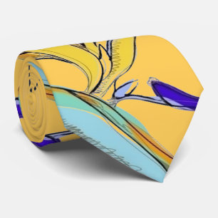 Tropical Accent Floral Bird-of-Paradise (Yellow) Tie