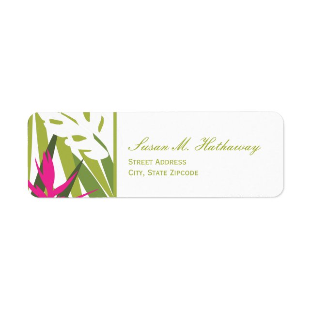 Tropical Address Label - Green and Pink (Front)