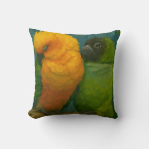 Tropical Affection – Parrots in Forest Light Cushion