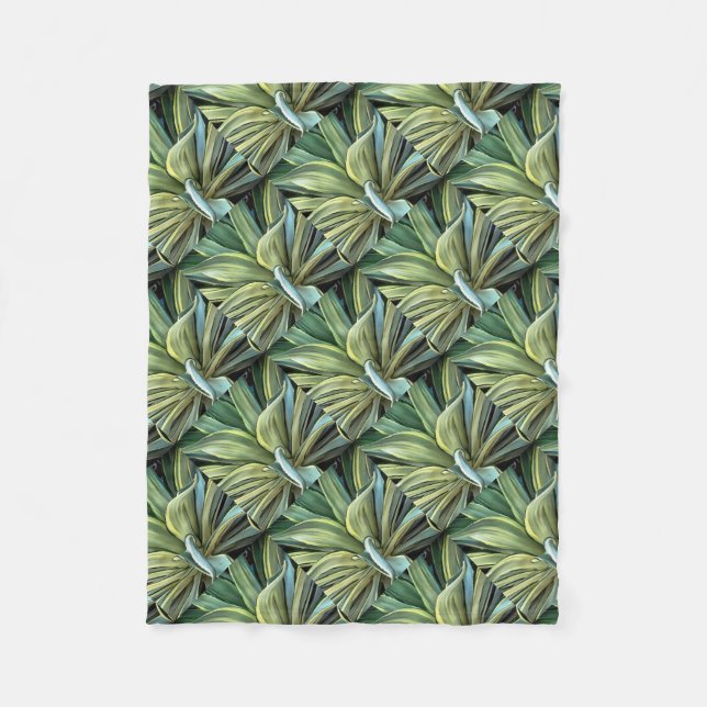 Tropical Agave Realism Art Fleece Blanket (Front)