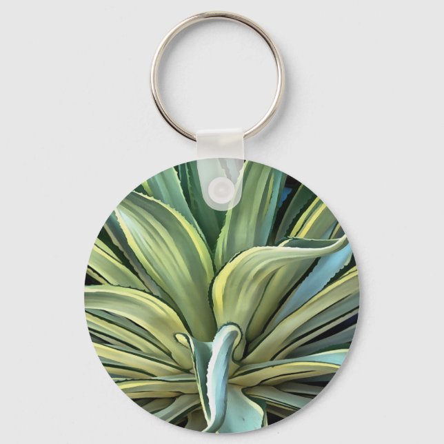 Tropical Agave Realism Art Key Ring (Front)