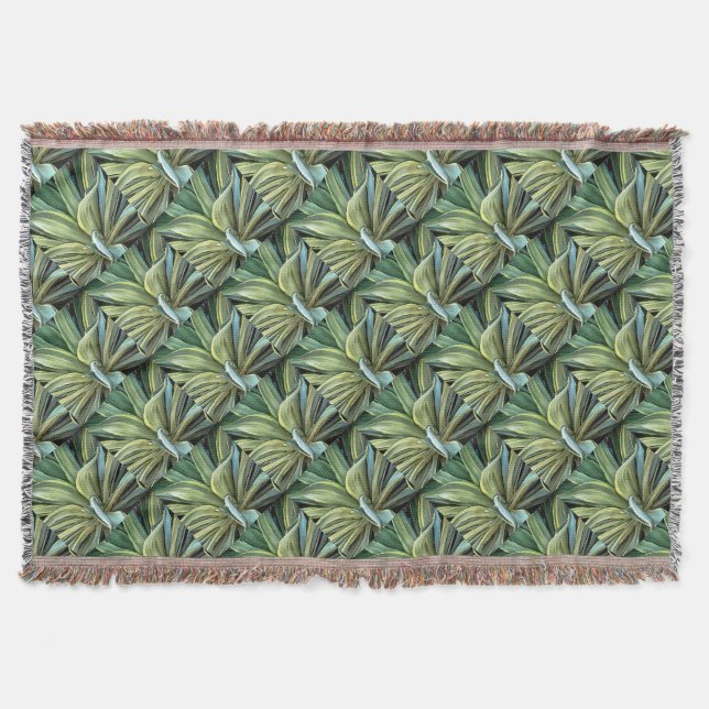 Tropical Agave Realism Art Throw Blanket (Front)