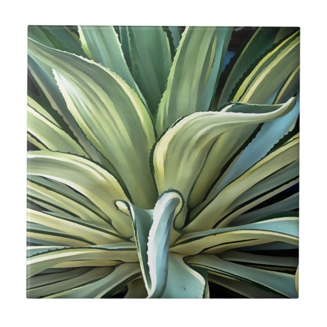 Tropical Agave Realism Art Tile (Front)