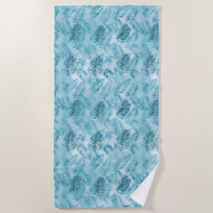 Tropical Aloha Aqua Blue Leaves  Beach Towel