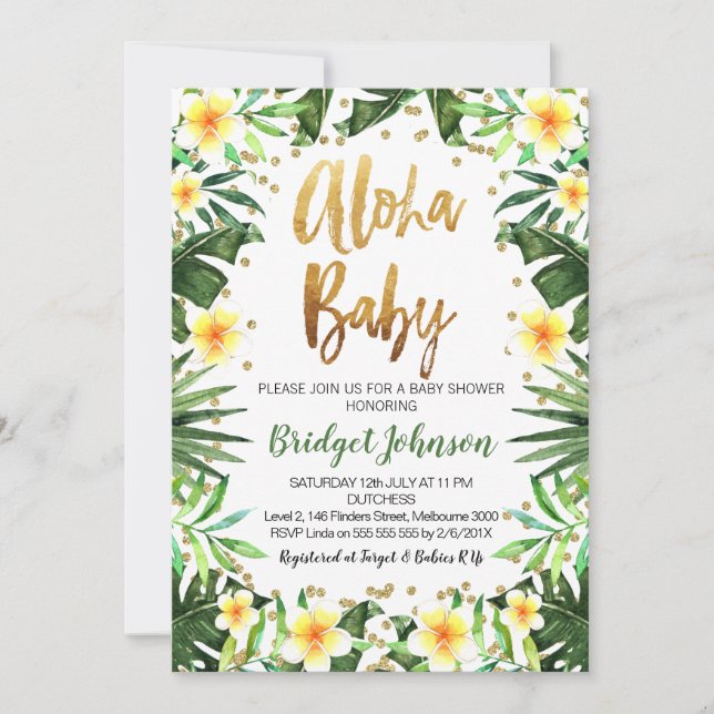 Tropical Aloha BabY Shower Invitation (Front)