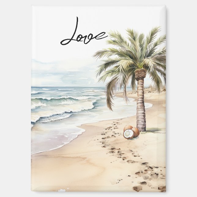 Tropical Aloha Beach Coconuts Palm Tree Magnet (Front)