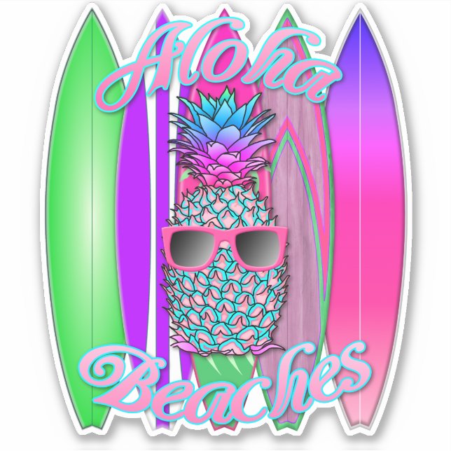 Tropical Aloha Beaches Fun Surfing Pineapple (Front)