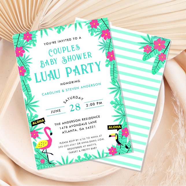 Tropical Aloha Couples Baby Shower Luau  Invitation (Creator Uploaded)