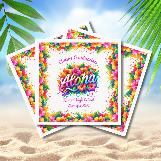 Tropical Aloha Grad Luau Party Paper Napkins (Creator Uploaded)