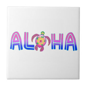 Tropical Aloha Hawaiian Sea Turtle Tile