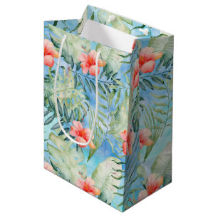 Tropical Aloha Hibiscus Floral Medium Gift Bag