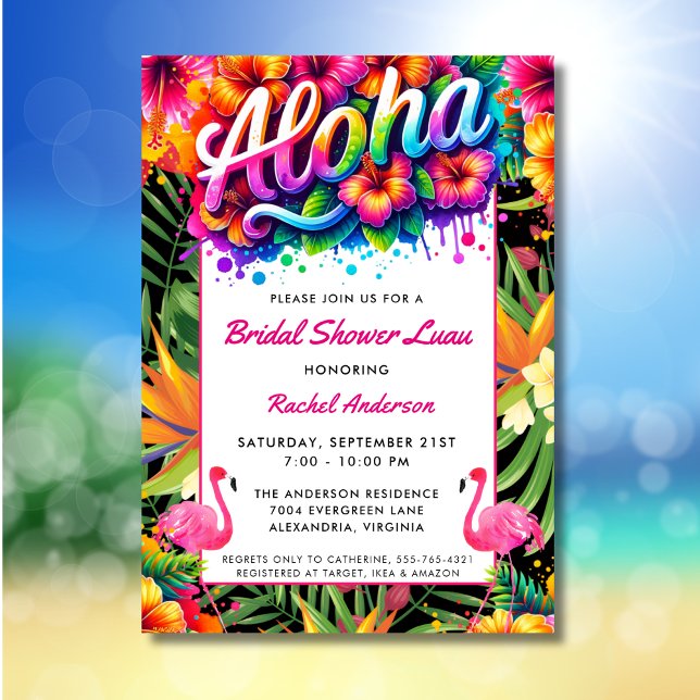 Tropical Aloha Luau Bridal Shower Invitation (Creator Uploaded)
