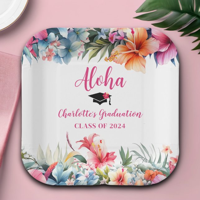 Tropical Aloha Luau Graduation 2024 Paper Plate (Creator Uploaded)