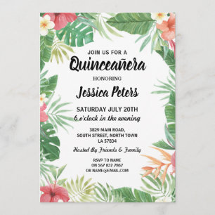Tropical Aloha Luau Quinceanera Party Invite 15th