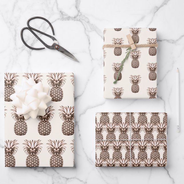 Tropical aloha party with pineapple wrapping paper sheet (Front)