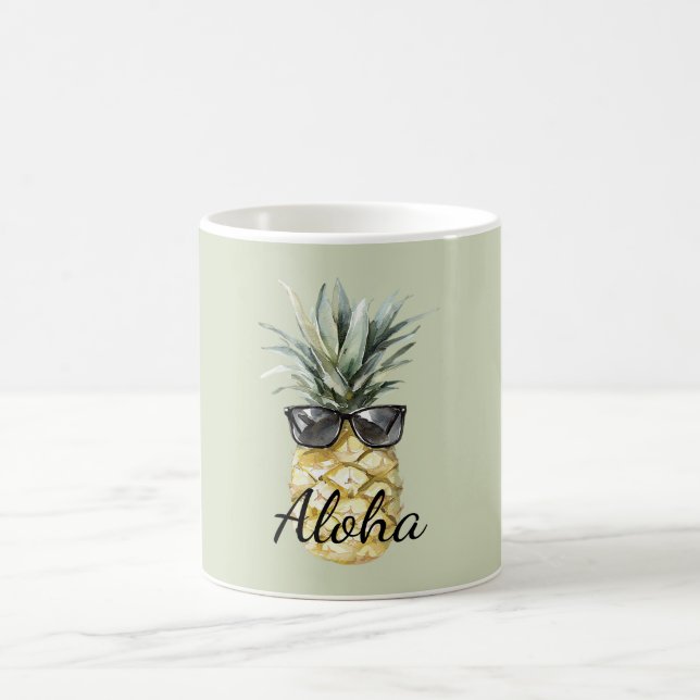 Tropical Aloha Pineapple with Sunglasses Coffee Mug (Center)