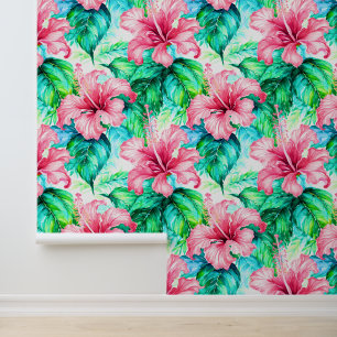 Tropical aloha print wallpaper