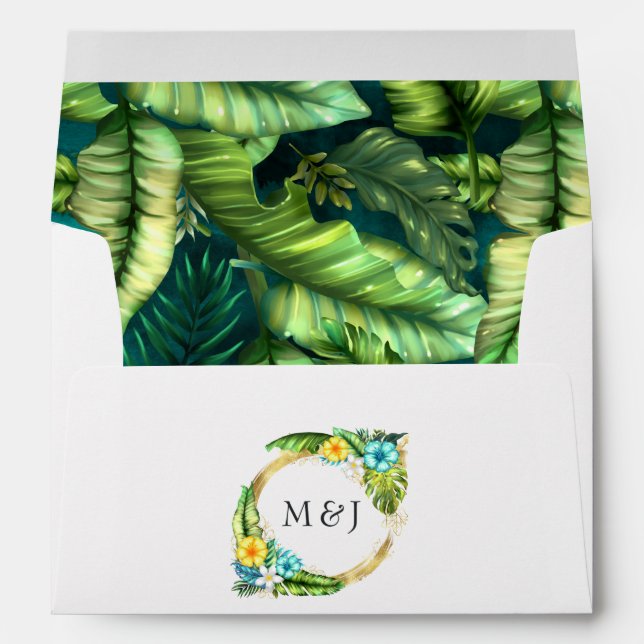 Tropical Aloha Summer Beach Monogrammed Envelope (Back (Bottom))