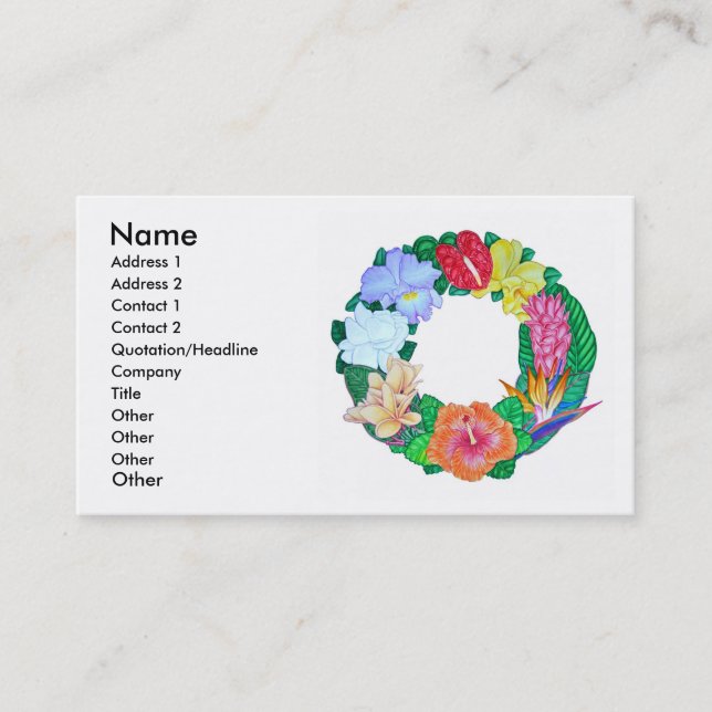 Tropical Aloha Wreath Business Card (Front)