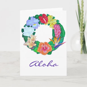 Tropical Aloha Wreath Holiday Card