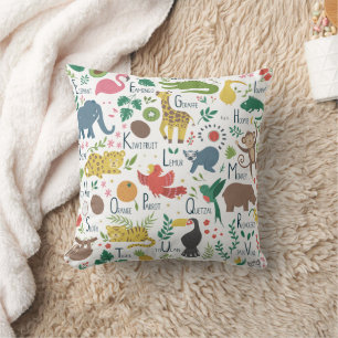 Tropical Alphabet for Children Cushion