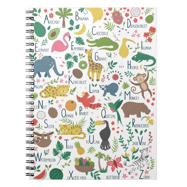 Tropical Alphabet for Children Notebook (Front)