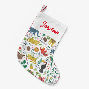 Tropical Alphabet for Children Small Christmas Stocking