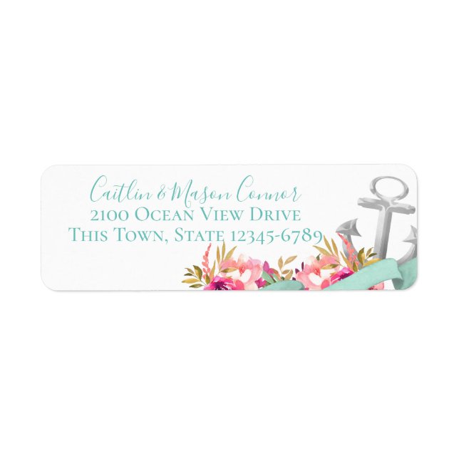 Tropical Anchor Floral Watercolor Ribbon Banner (Front)
