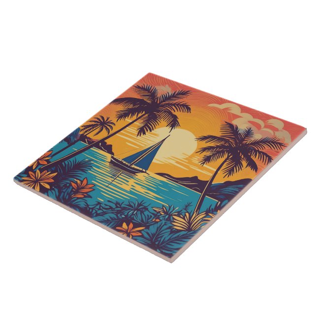 Tropical and Hawaiian art tile (Side)