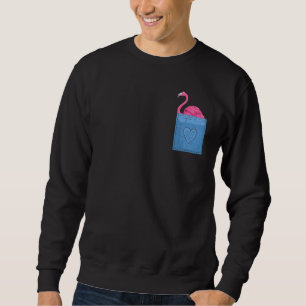 Tropical Animal Exotic Bird Pocket Pink Flamingo Sweatshirt